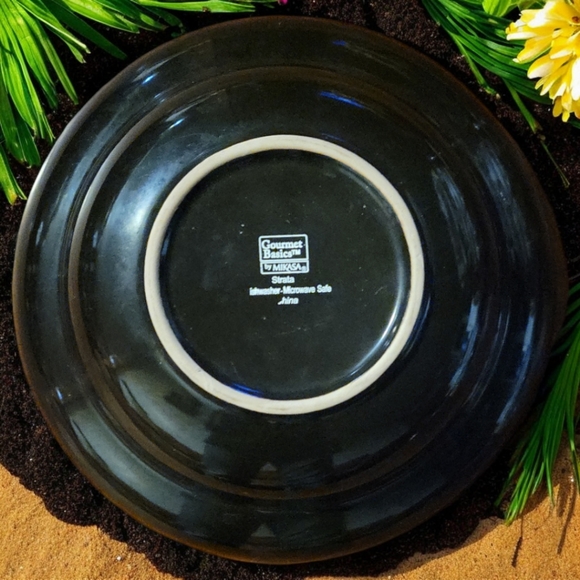 1 Vtg Strata Mikasa Cereal Soup Bowl Gourmet Basics Black White Tan Brown - Picture 2 of 3